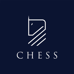 Chess strategy game Logo template with horse, king, pawn and rook. Logos for tournaments, chess teams and games.