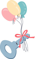 House key on balloons for real estate agency and home buying concept