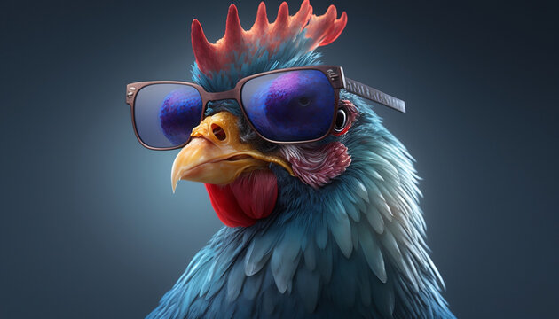 A chool chicken wearing sunglasses