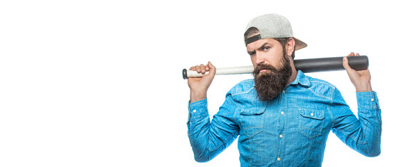 Violence and aggression concept, man hand holding baseball sport bat. Man swung the bat. Hooligan...