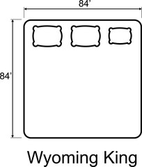 Bed Sizes Wyoming King and Mattress Dimensions . Pictograms depict icons of bed sizes.