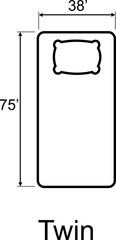 Bed Sizes Twin and Mattress Dimensions . Pictograms depict icons of bed sizes.