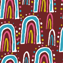 Abstract seamless pattern with circle, dots and spots decorative elements. Hand drawn background in boho style for textile print, fabric design, wallpaper and digital paper, wrapping.