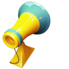 3d megaphone speaker or loudspeaker business promotion, advertising, call through the horn, online alerting with megaphone and online social media isolated on background, 3d render, white