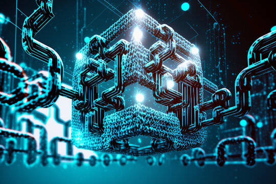Blockchain technology. Featuring a futuristic and innovative design. Generative AI