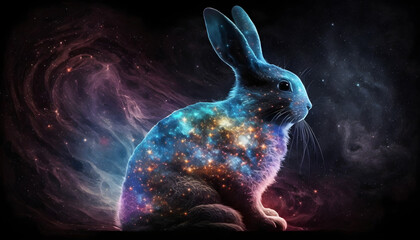 easter bunny with galaxy aura 