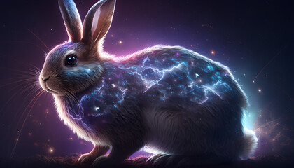 easter bunny with galaxy aura 