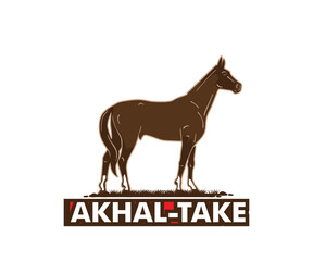 AKHAL-TAKE HORSE BREED LOGO. silhouette of smart strongest  horse vector illustrations