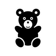 Toy cute teddy bear icon. Soft gift sitting doll for baby with funny good mood vector sweet design
