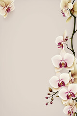 Fototapeta na wymiar Orchids Flowers spring summer Minimalism Background with empty Copy Space for text - Orchids Backgrounds Series - Orchids background wallpaper texture created with Generative AI technology