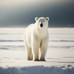 Obraz na płótnie Canvas polar bear on the ice, social media post template