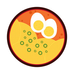 Ramen top view. Ramen Specialist logo template. Suitable for any food industry, japanese restaurant, ramen restaurant, food icon.