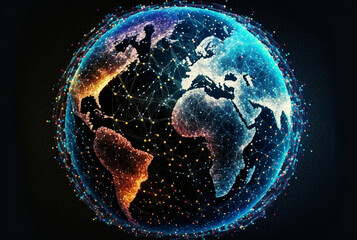 abstract digital world, global network. Generative AI