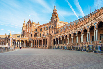 Fototapeta na wymiar the Majestic Beauty of Seville's Landmark, Plaza de España