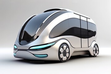 beautiful futuristic minibus in studio lighting on a light background, generative AI