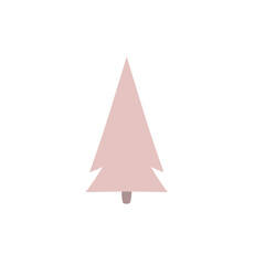 Fototapeta premium Pink christmas tree isolated on white background.