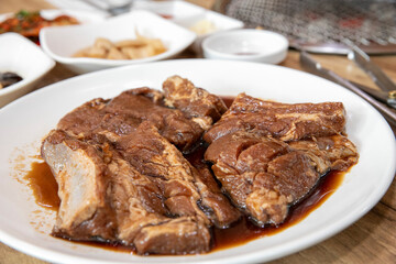 South Korea food Marinated Grilled Spareribs pork