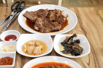 South Korea food Marinated Grilled Spareribs pork