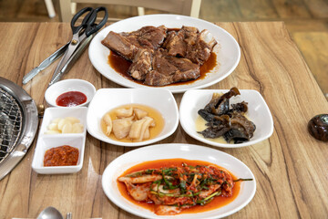 South Korea food Marinated Grilled Spareribs pork