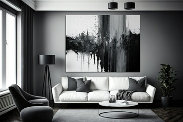 Abstract black and white painting