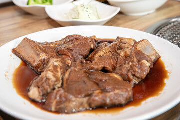South Korea food Marinated Grilled Spareribs pork