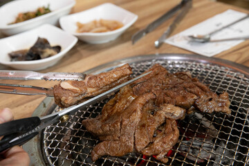 South Korea food Marinated Grilled Spareribs pork