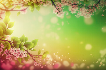 Obraz na płótnie Canvas Spring nature bright background texture with empty copy space for text - Spring Backgrounds Series - Spring Background Concept Wallpaper created with Generative AI technology