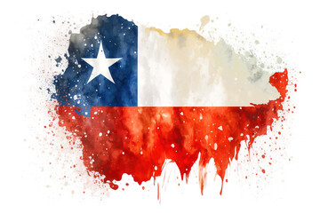 Chile Flag Expressive Watercolor Painted With an Explosion of Color, Movement and Artistic Flair, generative ai