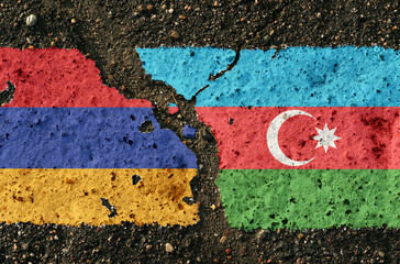 On the pavement there are images of the flags of Armenia and Azerbaijan.
