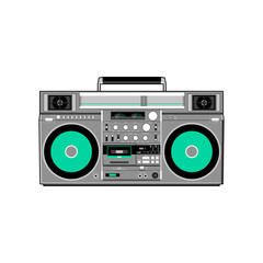 Fototapeta na wymiar Vector image of a classic Boombox or Ghetto Blaster. Inspired by the JVC RC-M90 model in black and green
