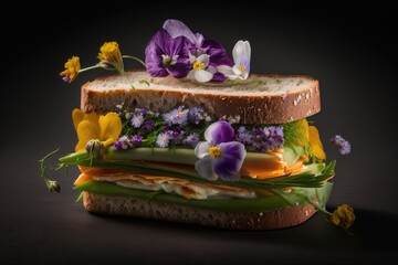 Spring flower sandwich. AI generation