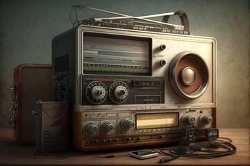 Old transistor radio isolated