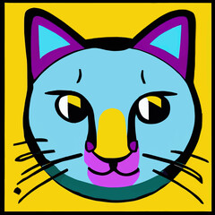 colorful cat isolated on color background. vector illustration.