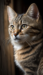 Naklejka na ściany i meble Photo of a tabby cat created with Generative AI