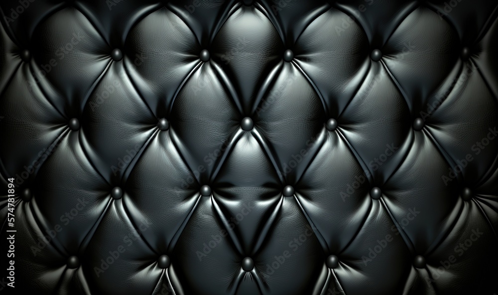 Poster a black leather upholstered wall with a diamond pattern in the middle of it and a black background w