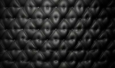  a black leather upholstered wall with a diamond pattern on the top of it and a black background with a white spot in the middle.  generative ai