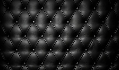  a black leather upholstered background with rivets and rivets on the back of the upholstered upholster.  generative ai