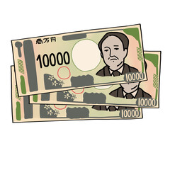 3枚の一万円札（渋沢栄一）	