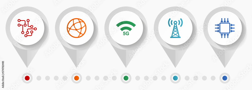 Aufkleber Technology and computer vector icons, electronics flat design web pointers collection, business concept infographic template