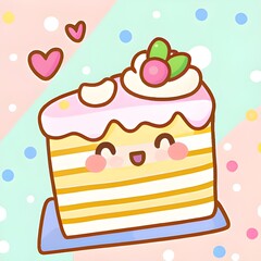 cute kawaii cake illustration, cake art, onigiri, cute kawaii illustration, cute kawaii illustrations of food, cute kawaii illustration, cute kawaii cake illustration, kawaii art, food art, cake