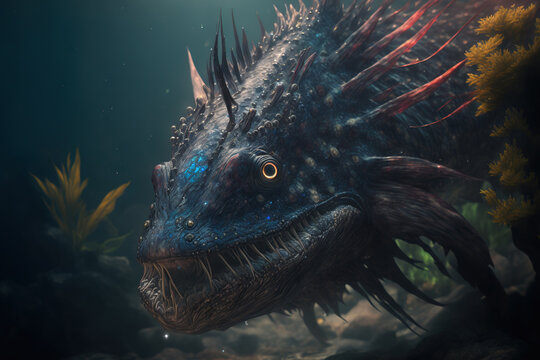 Novaculichthys taeniourus, The Fish Guban Dragon. Generative AI