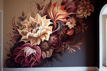 Floral Wall Design. Generative AI