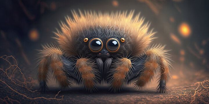 generative ai illustration, cute halloween spider image