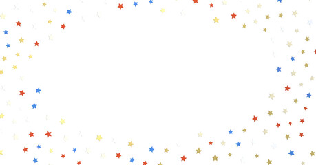 Stars - USA banner mockup with confetti stars in American national colors. USA Presidents Day, American Labor day, Memorial Day, US election concept.