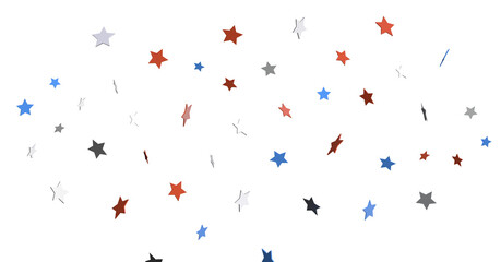 Stars - USA banner mockup with confetti stars in American national colors. USA Presidents Day, American Labor day, Memorial Day, US election concept.