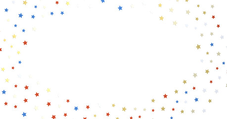 Stars - USA banner mockup with confetti stars in American national colors. USA Presidents Day, American Labor day, Memorial Day, US election concept.