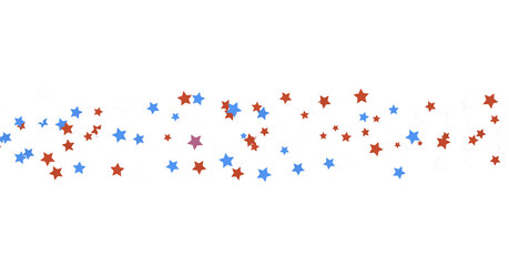 Stars - USA banner mockup with confetti stars in American national colors. USA Presidents Day, American Labor day, Memorial Day, US election concept.