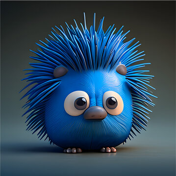 3d cute monster/porcupine - artificial intelligence