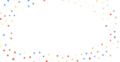 Stars - festive pattern with flying, falling red, blue, white stars in colors of the United States' flag