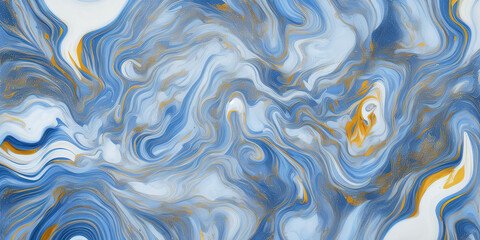 Swirl shapes background with white and blue colors, abstraction texture, generative ai